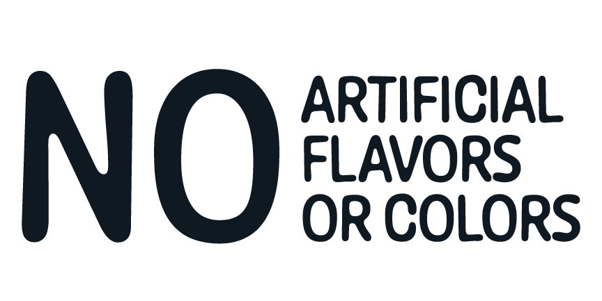 A graphic that says "No Artificial flavors or colors"